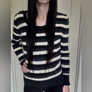 Cotton Tri-Color Striped Sweater